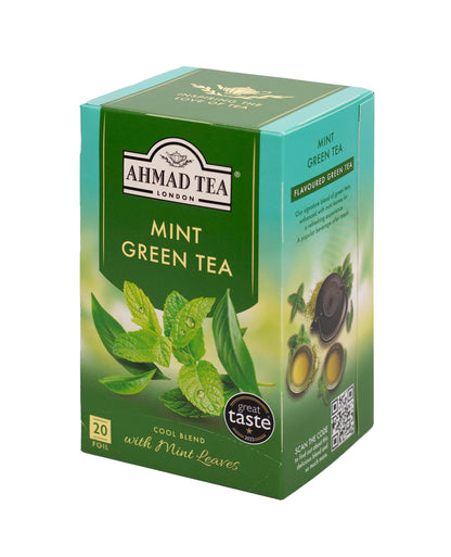 Ahmad Tea Mint Mystique Flavored Green Tea with Mint Leaves, 20-Count Boxes (Pack of 6)