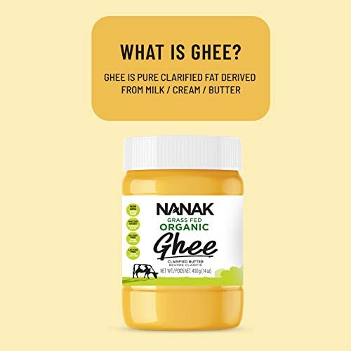 Nanak Organic Grass-Fed Ghee Clarified Butter - Premium Quality Keto & Paleo Friendly, Non-GMO, Pasture Raised - Lactose, Casein, & Gluten-Free Great Alternative for Butter (56 oz)