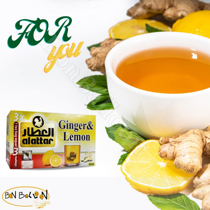 AlAttar Tea Herbal Ginger & Lemon Flower Al Attar Egyptian ElAttar Egypt Herbals Herb Arab Herbs Arabic No Additives Non Gmo Kosher Halal (20 Tea Bag)