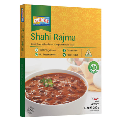 Ashoka Ready to Eat Indian Meals Since 1930, 100% Vegan Shahi Rajma, All-Natural Traditionally Cooked Indian Food, Plant-Based, Gluten-Free and with No Preservatives, 10 Ounce