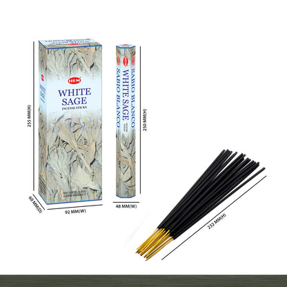 HEM White Sage Tubes Incense, 20g, Box of Six