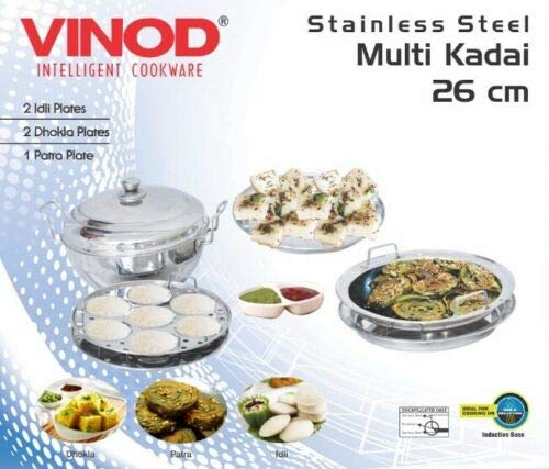 Vinod St. Steel Multi Kadai with 5 plates 26 Cm