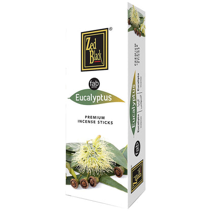 ZED BLACK Premium Eucalyptus Natural Incense Sticks - 20 Sticks Per Box & 6 Boxes Inside (Total 120 Sticks) - Use It at Home or Workplace Alluring Aroma Sticks