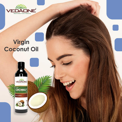 Vedaone 100% Pure Cold Pressed Virgin Coconut Oil - 200ml for Nourishing Hair, Skin & Body