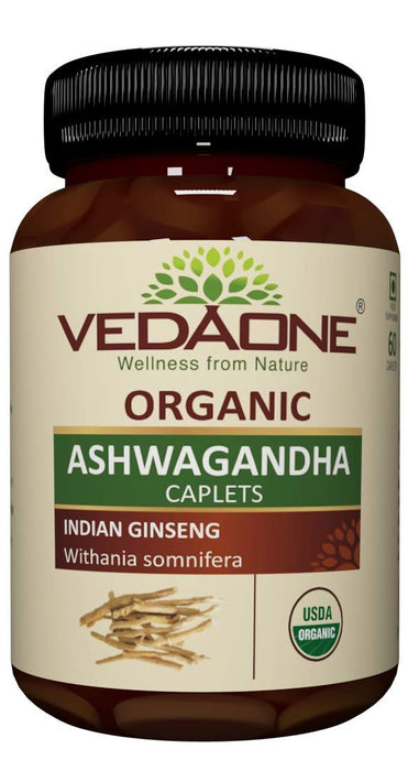 Vedaone Organic Ashwagandha Caplet - 750mg Each 60 Caplets (1 Month Supply)