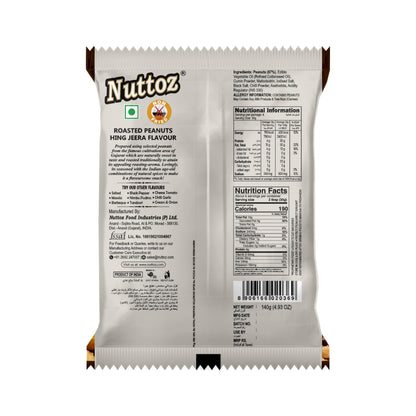 Nuttoz Roasted Peanuts Black Pepper 140gms - Indian Snack