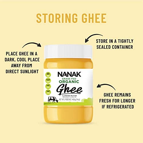 Nanak Organic Grass-Fed Ghee Clarified Butter - Premium Quality Keto & Paleo Friendly, Non-GMO, Pasture Raised - Lactose, Casein, & Gluten-Free Great Alternative for Butter (56 oz)