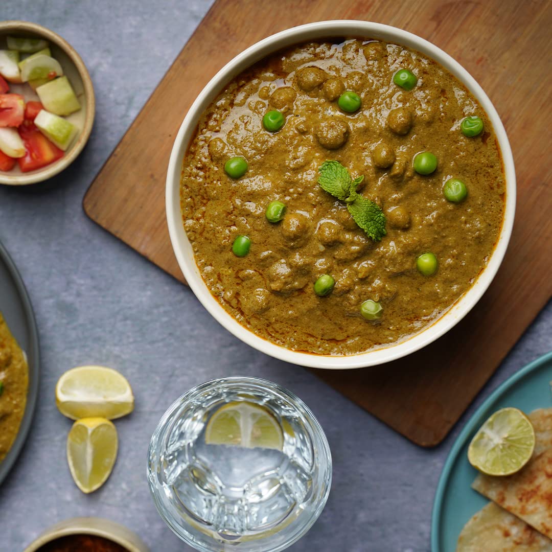 Ashoka Ready to Heat Vegan Curries 1932, Fenugreek Leaves & Green Peas, All-Natural, Heat & Eat Curry, Shahi Methi Matar, Camping Friendly Indian Food, Gluten-Free & with No Preservatives, Pack of 1