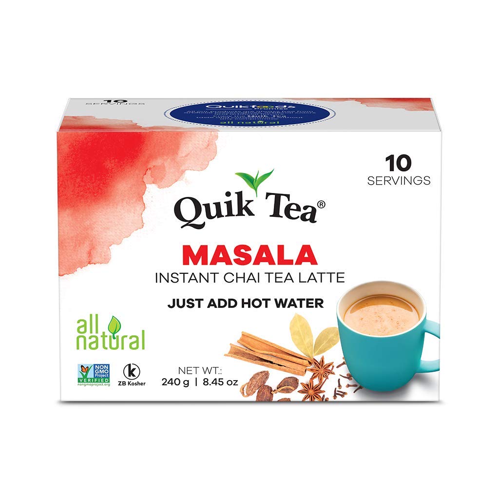 QuikTea Tea Latte, Masala Chai, 8.5 Ounce (Pack of 4) - Indian Tea