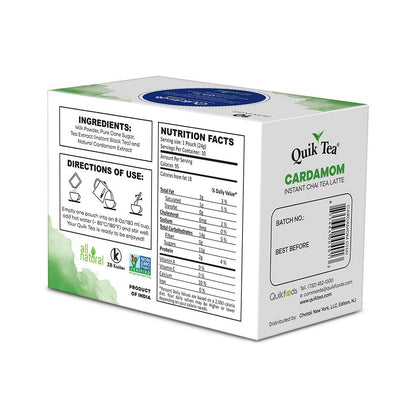 QuikTea Cardamom Chai Tea Latte - 40 Count (4 Boxes of 10 Each) - All Natural Preservative Free Authentic Instant Chai from Assam