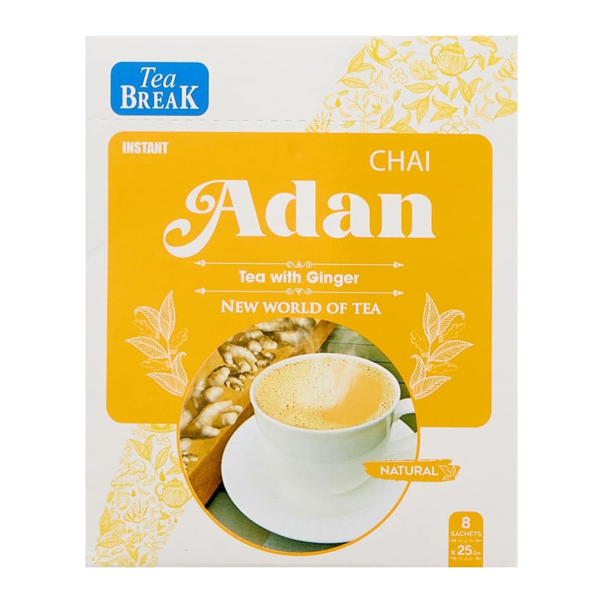 Tea Break Instant Tea with Milk & Ginger Chai Adan - 25 gm X8 Sticks