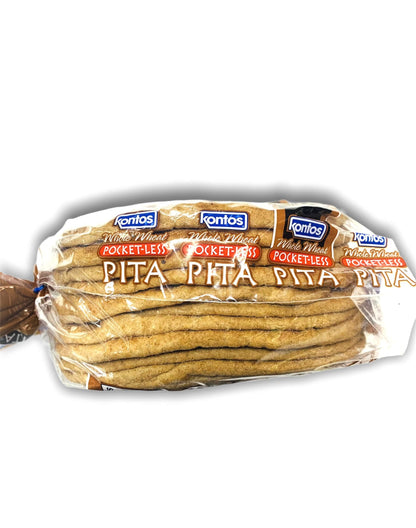 Kontos Bakery, Whole Wheat Smart Pockets Pita Bread, Low Sodium, Low Calorie, Naturally Vegan, Cholesterol Free ( 28oz, 10 Pita Breads Total)