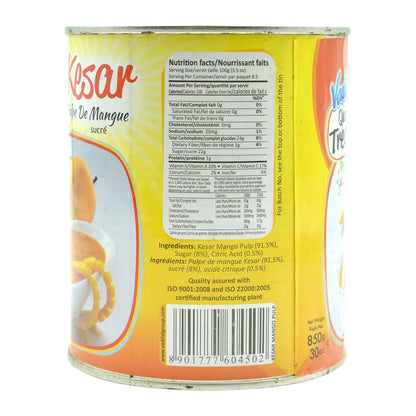 Vadilal Kesar Mango Pulp Tin (Sweetened) 850 Gms