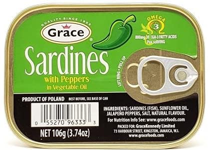 SARDINES WITH PEPPERS IN VEGETABLE OIL (4PK)