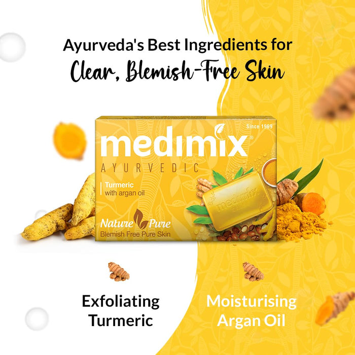 Medimix Ayurvedic Turmeric & Argan Oil Bathing Soap, 125Gm (4+1 Offer Pack)