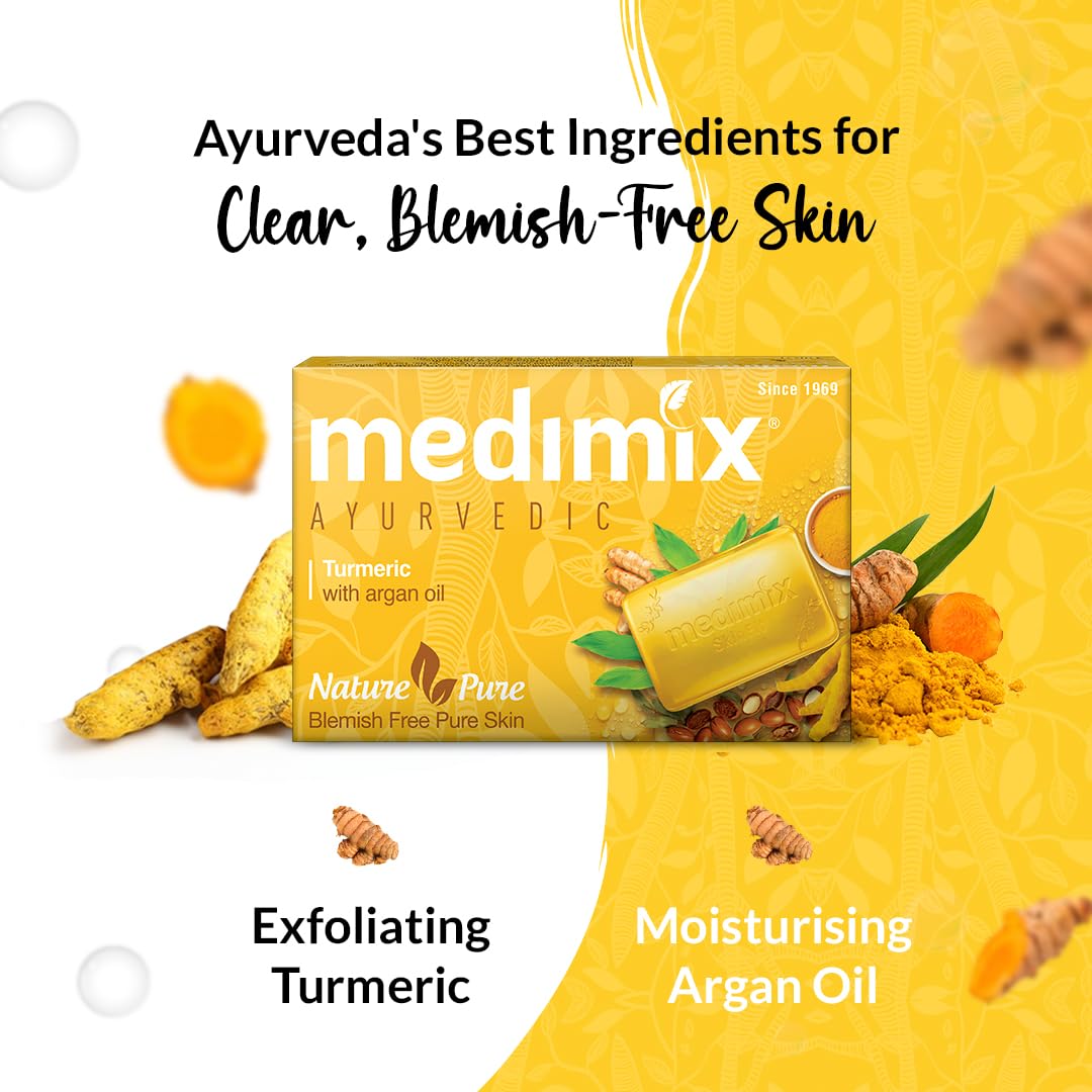 Medimix Ayurvedic Turmeric & Argan Oil Bathing Soap, 125Gm (4+1 Offer Pack)