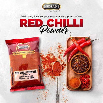 HEMANI Red Chilli Powder - Indian Spice 200G (7 OZ) - Gluten Free - NON-GMO - Vegan - No Color Added - No Salt or fillers - Indian Origin