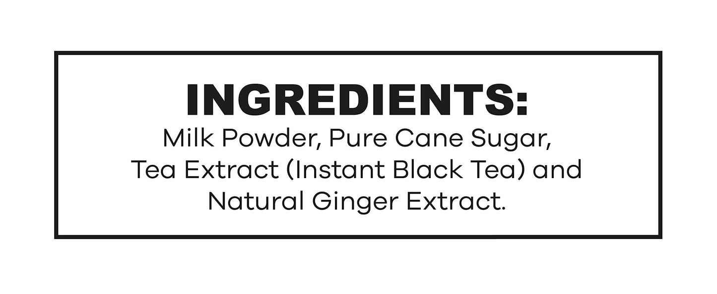 QuikTea Ginger Chai Tea Latte - 20 Count - All Natural Preservative Free Authentic Chai from Assam & Darjeeling
