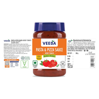 Veeba Pasta and Pizza Sauce - No Onion No Garlic,280g.