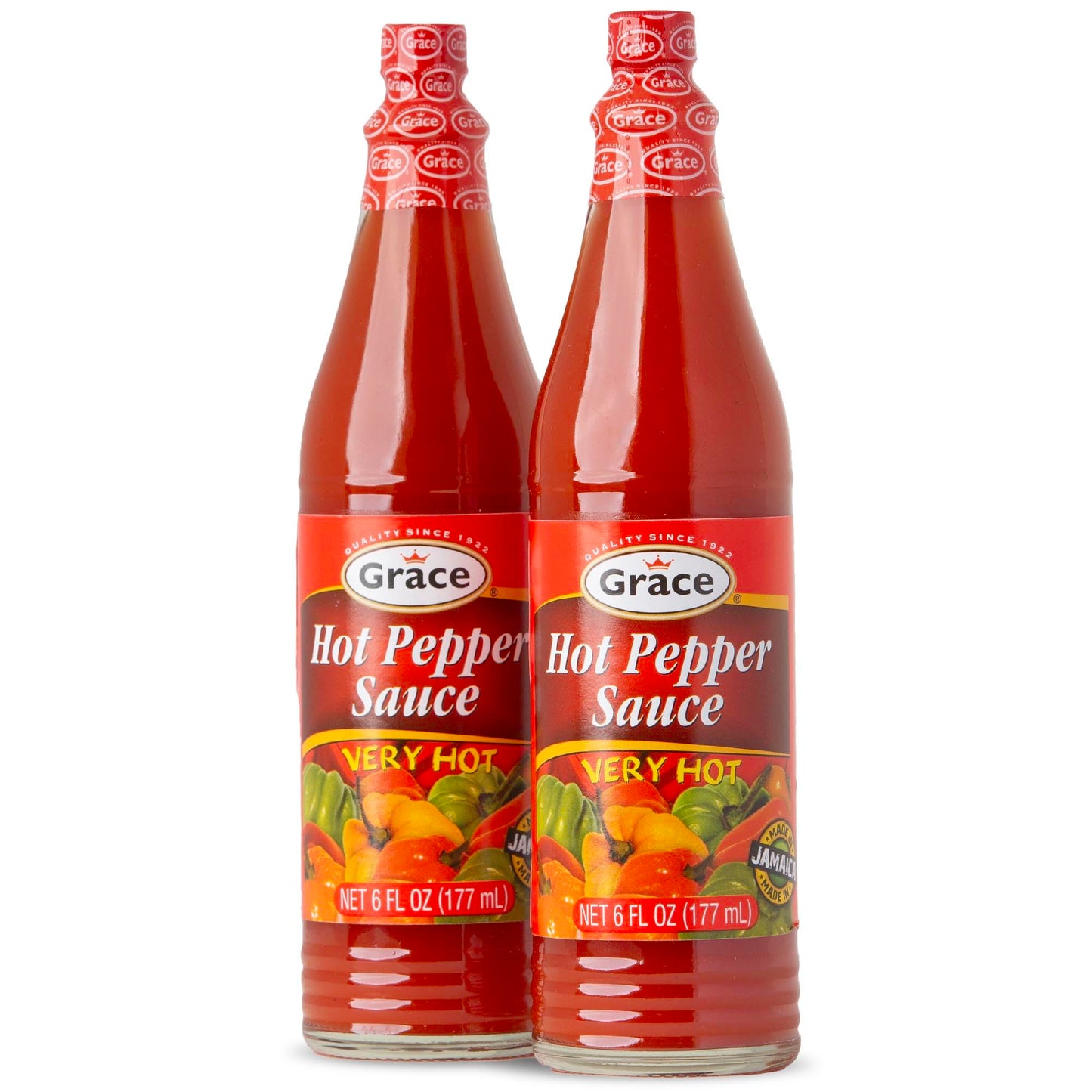 Grace Hot Pepper Sauce 6oz - 2 Pack Hot Sauce Bottles - Caribbean Hot Sauce - Jamaican Hot Sauce