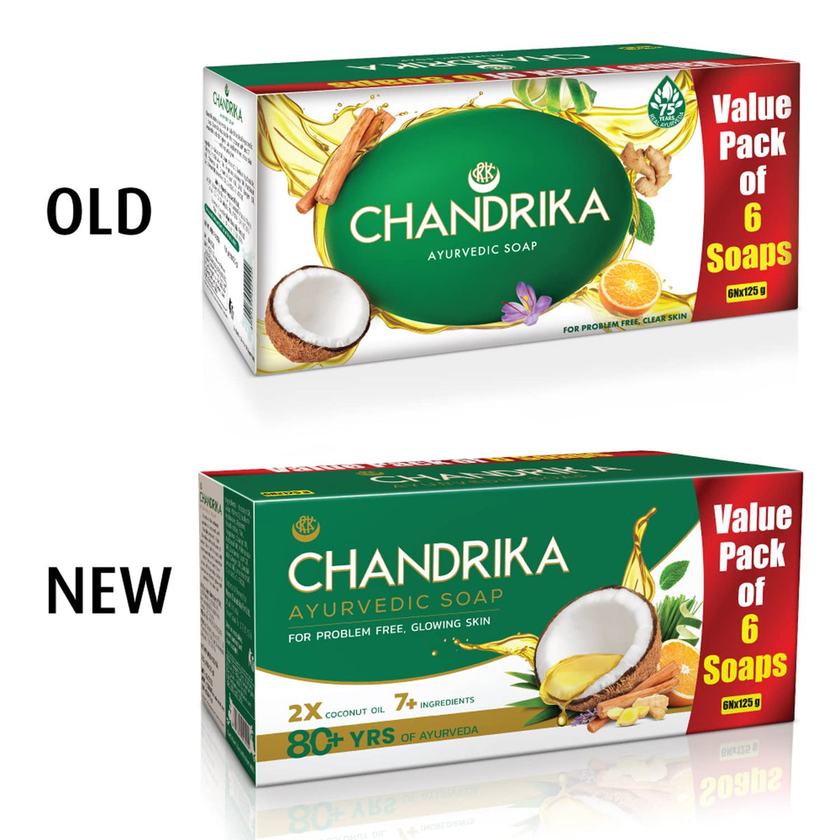 Chandrika Ayurvedic Soap, 125g (Pack Of 6)