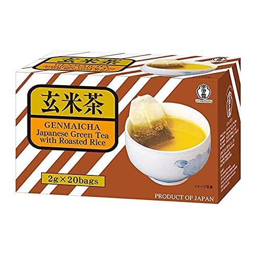 Ujinotsuyu Genmaicha Japanese Green Tea with Roasted Rice Tea (2g x 20s) 40g - Convenient teabags for Quick Enjoyment of Aromatic and Refreshing Premium Stone-Ground Matcha Green Tea.