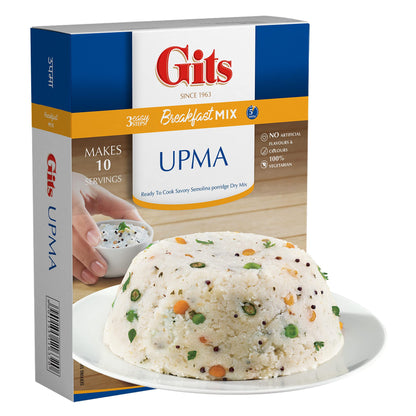 Gits Upma mix 87.5 Oz (Pack of 5X17.5 Oz each) Ready to Cook Indian Breakfast, Snack Meal | 100% Vegetarian, Easy Recipe, No Artificial Colors, Flavors, Preservatives. Vegan