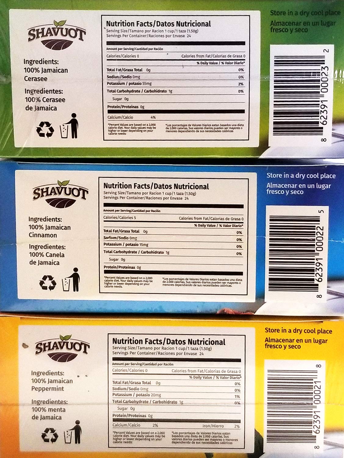 Shavuot 100% Natural Jamaican Cerasee Cinnamon Peppermint Tea 24 Bags (Pack of 3)