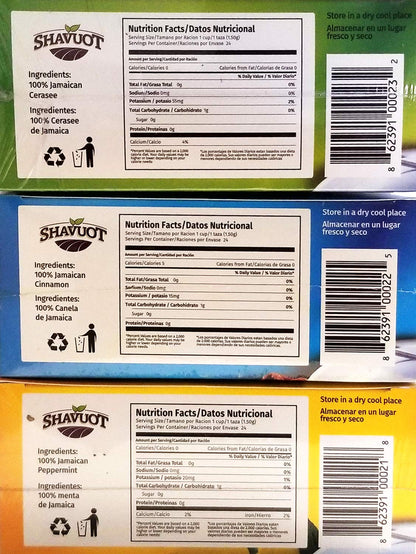 Shavuot 100% Natural Jamaican Cerasee Cinnamon Peppermint Tea 24 Bags (Pack of 3)