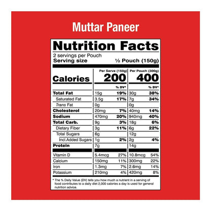 MTR Ready to Eat Just Heat and Eat | No Preparation | No additives | Gluten Free | Pack of 5 (Mutter Paneer 300gm)