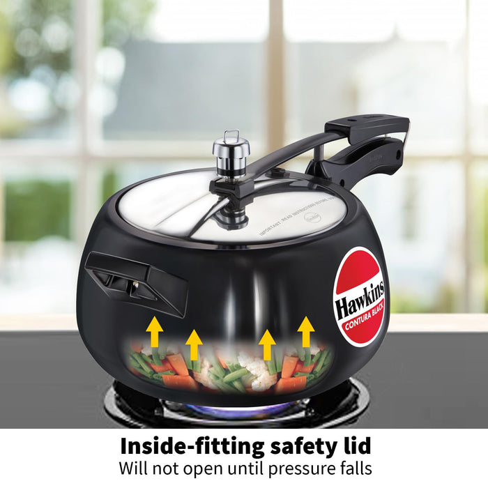 Hawkins CB50 Hard Anodised Pressure Cooker, 5-Liter,Black