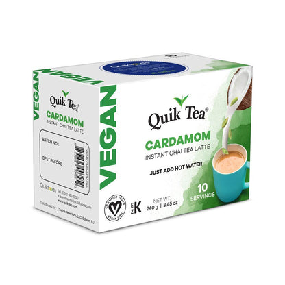 QuikTea Vegan Cardamom Chai Tea Latte - 10 Count (Pack of 4) - Indian Tea