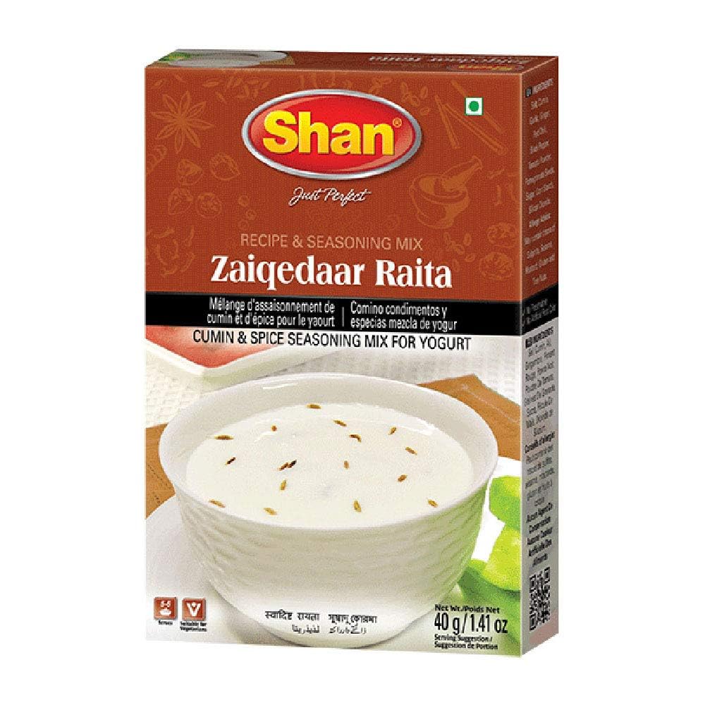 Shan Zaiqedaar Raita Recipe and Seasoning Mix 1.41 oz (40g) - Cumin and Spice Seasoning for Yogurt Powder )) (1.41 Ounce (Pack of 1))