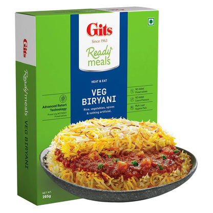 Gits Ready to Eat Veg Biryani, 795g (Pack of 3 X 265g Each)