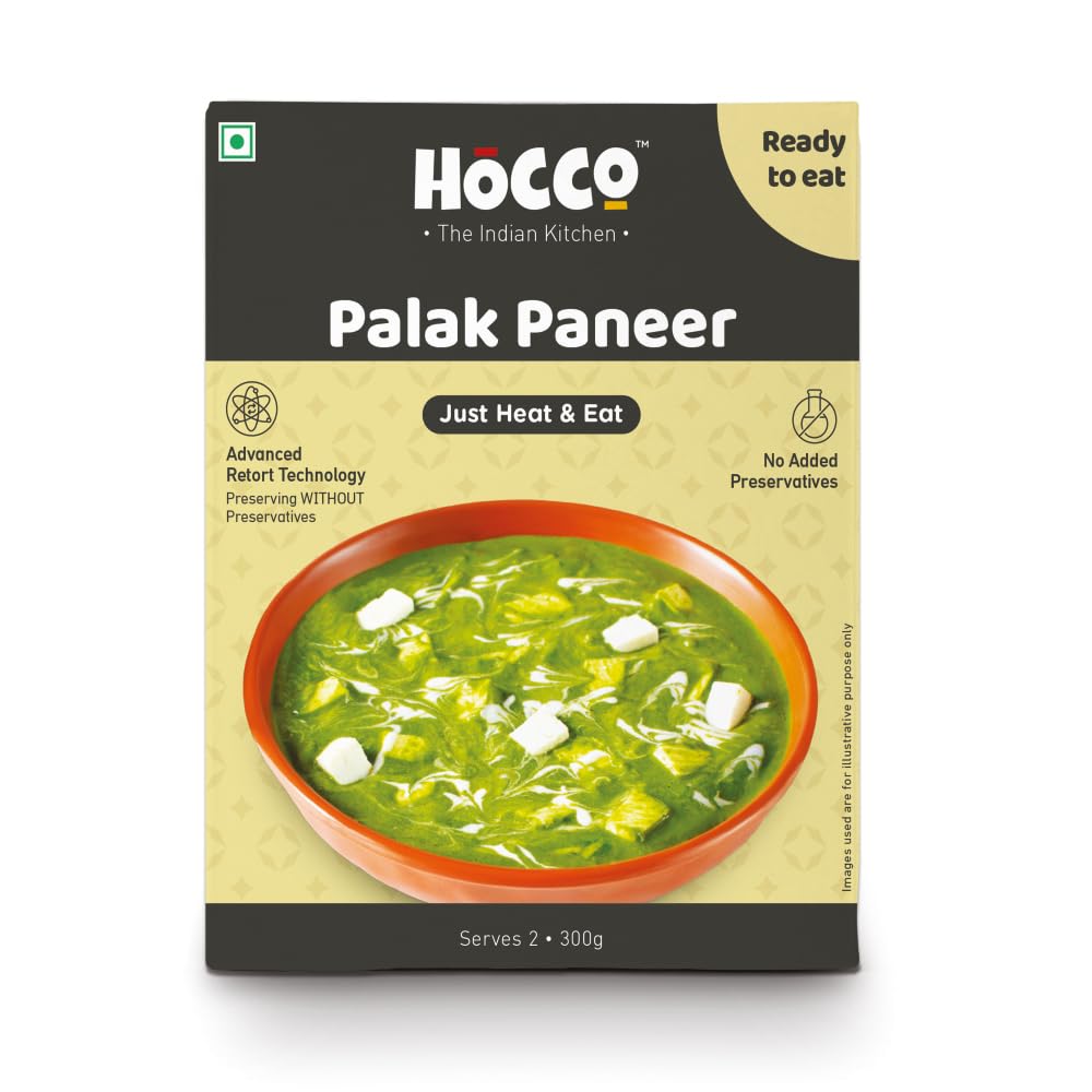 HOCCO Paneer Sabji Combo Pack of 4 (Smoked Paneer, Palak Paneer, Paneer Tikka Lababdar, Paneer Methi Malai) | Ready to Eat | Just Heat & Eat | No Added Preservative& Colours | Meal Ready in 5 Minutes