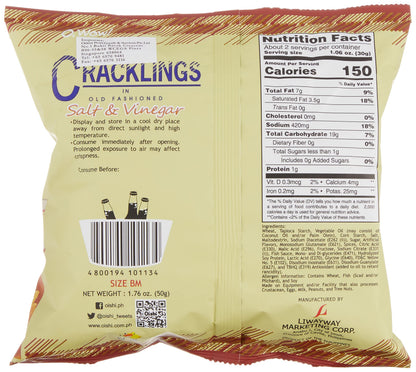 Oishi Cracklings Salt & Vinegar Beer Match (50g)