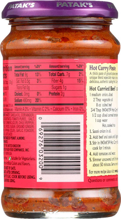 Patak's Hot Curry Paste 10 oz - Pickles & Paste