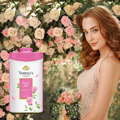 Yardley London Floral Talcum Powder, long lasting fragrance, sweat free, all day pleasant smell, 250gm x2 (English Rose, Imperial Sandalwood)