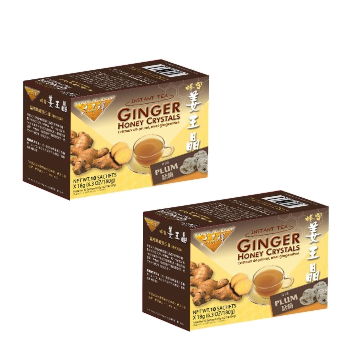 Prince of Peace Instant Ginger Honey Crystals, 2 Packs of 30 Sachets Instant Hot or Cold Beverage Easy to Brew Ginger and Honey Crystals