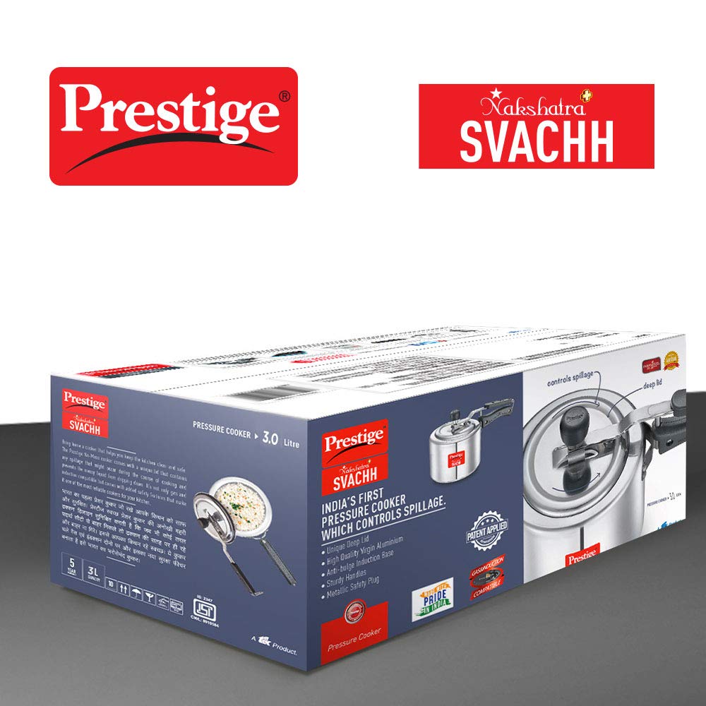 Prestige Nakshatra Plus Svachh 3 Litre Aluminium Straight Wall Inner Lid Pressure Cooker