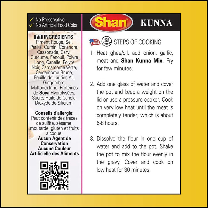 Shan Kunna Recipe and Seasoning Mix 1.76 oz (50g) - Spice Powder for Traditional Velvety Stewed Curry - Suitable for Vegetarians - Airtight Bag in a Box (Pack of 2)