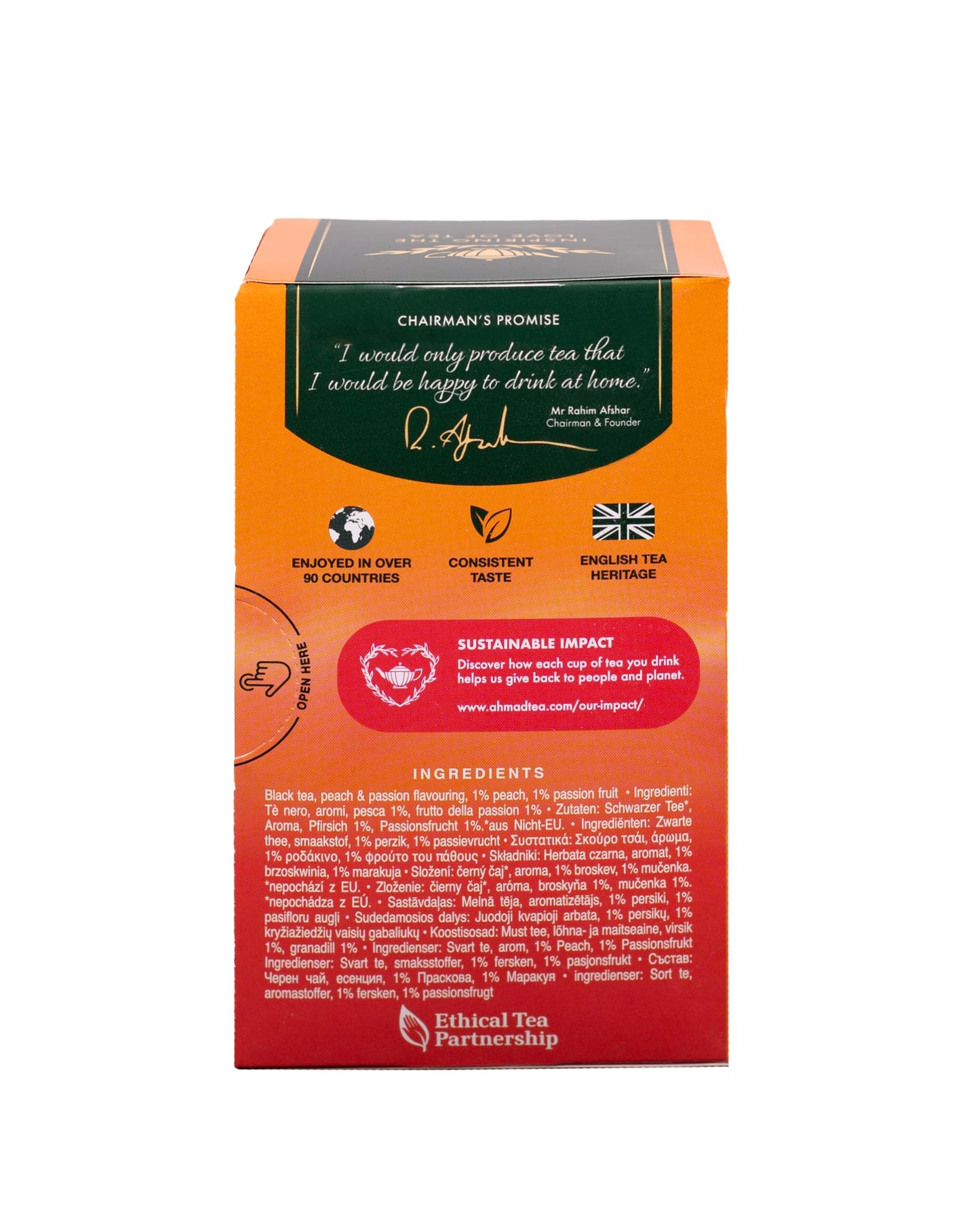 Ahmad Tea Black Tea, Peach & Passion Fruit Teabags, 20 ct (Pack of 1) - Caffeinated & Sugar-Free