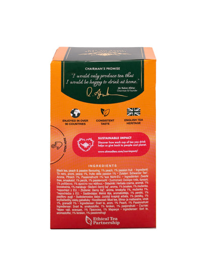 Ahmad Tea Black Tea, Peach & Passion Fruit Teabags, 20 ct (Pack of 1) - Caffeinated & Sugar-Free