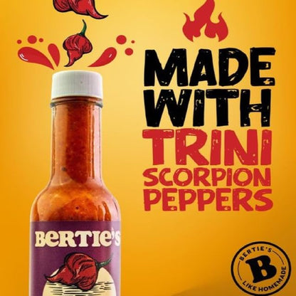 Bertie's Trinidad Scorpion Pepper Sauce (10 Oz/300ml) | Strong Flavour And Insane Heat