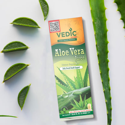 Vedic Aloe Vera Juice, Daily Overall Health Support 1L - Ayurveda & Vitamins