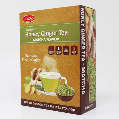 Poca's Honey Ginger Tea - Matcha flavour 20 x 18 gm sachets