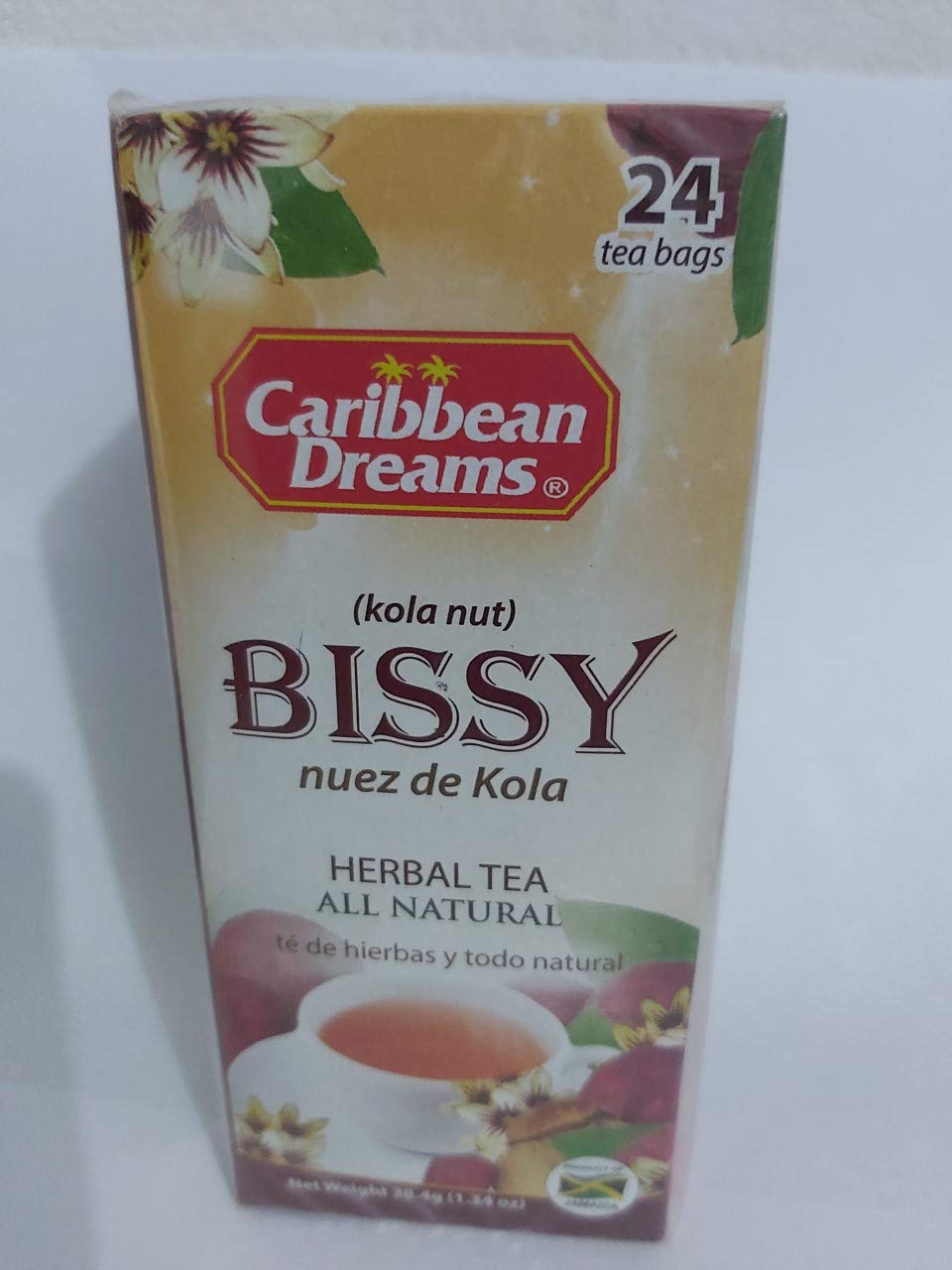 1 Box of Jamaican Caribbean Dreams All Natural Herbal Bissy Kola Nut, 24 Tea Bags