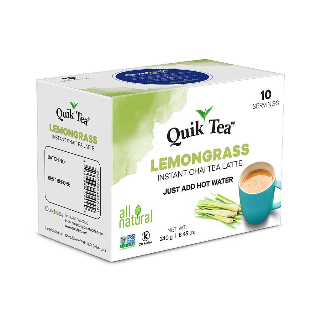 QuikTea Chai Tea Latte 4 Flavor Variety Pack, Cardamom/Masala/Ginger/Lemongrass, 34 Oz