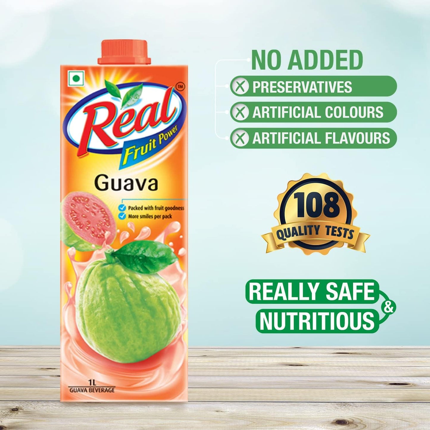 Real Fruit Juice, Guava, 1L (Pack of 2)
