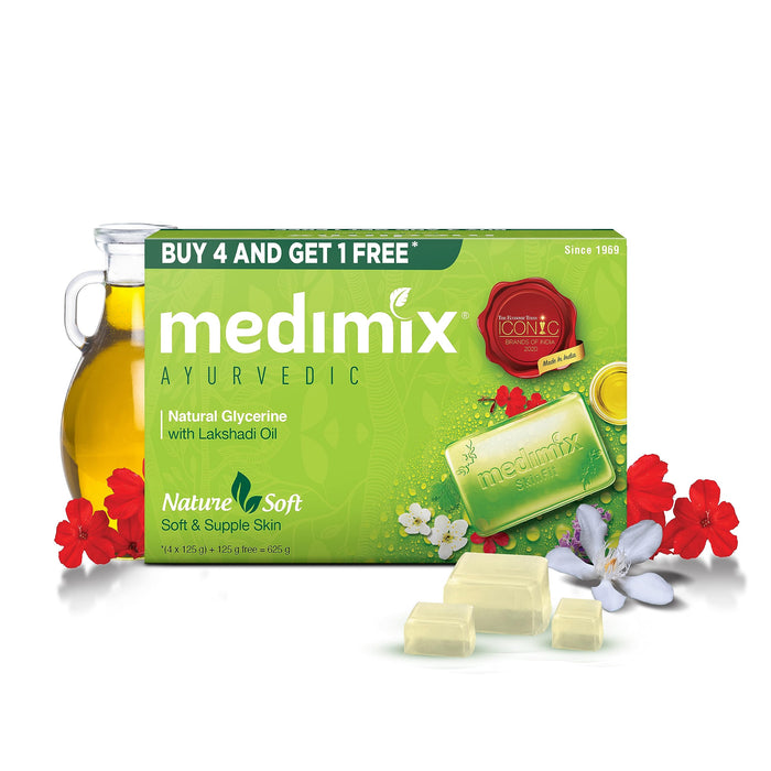 Medimix Ayurvedic Glycerine Soap, 125g (4+1 Super Saver Pack)